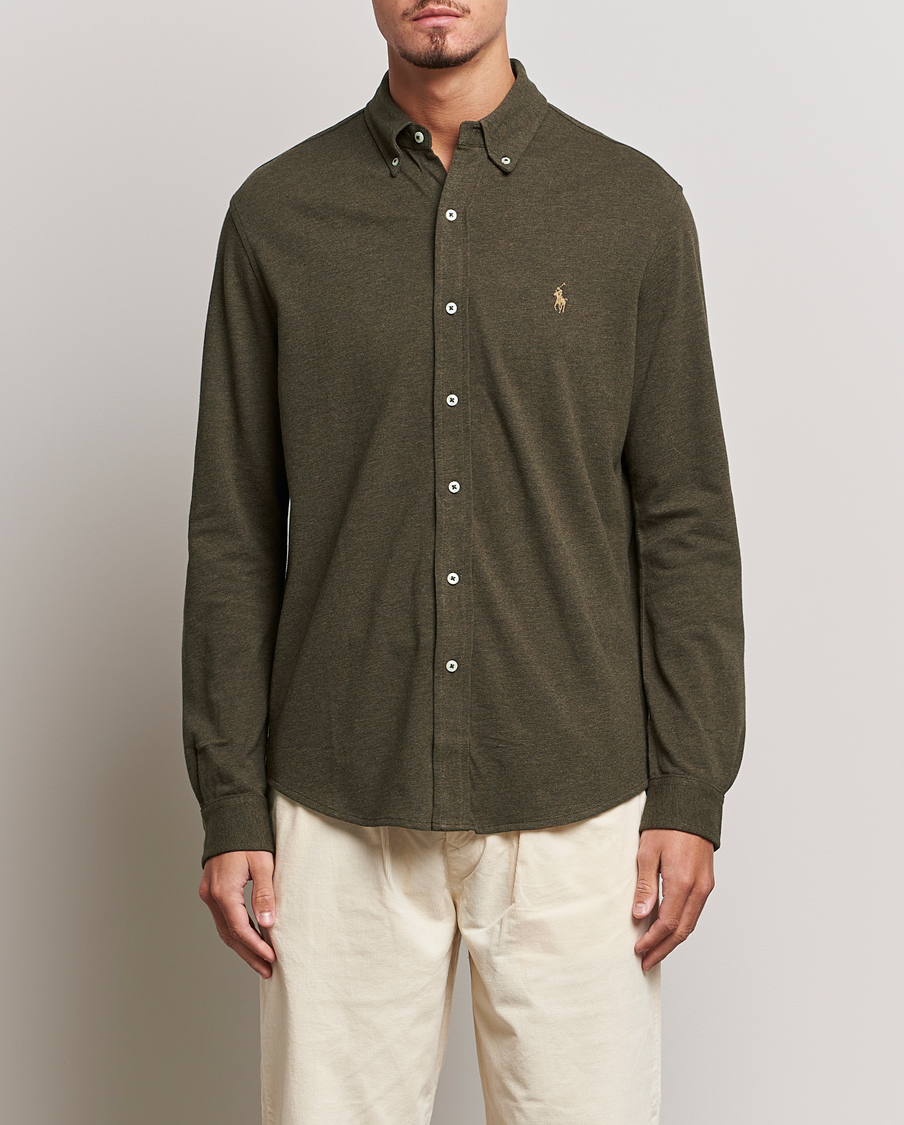 Herr | Skjortor | Polo Ralph Lauren | Featherweight Mesh Shirt Wilson Olive Heather