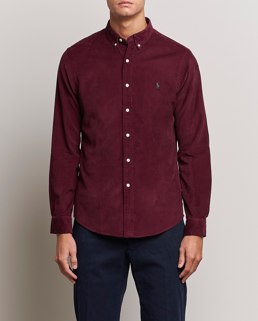 Herr | Rea kläder | Polo Ralph Lauren | Slim Fit Corduroy Shirt Harvard Wine