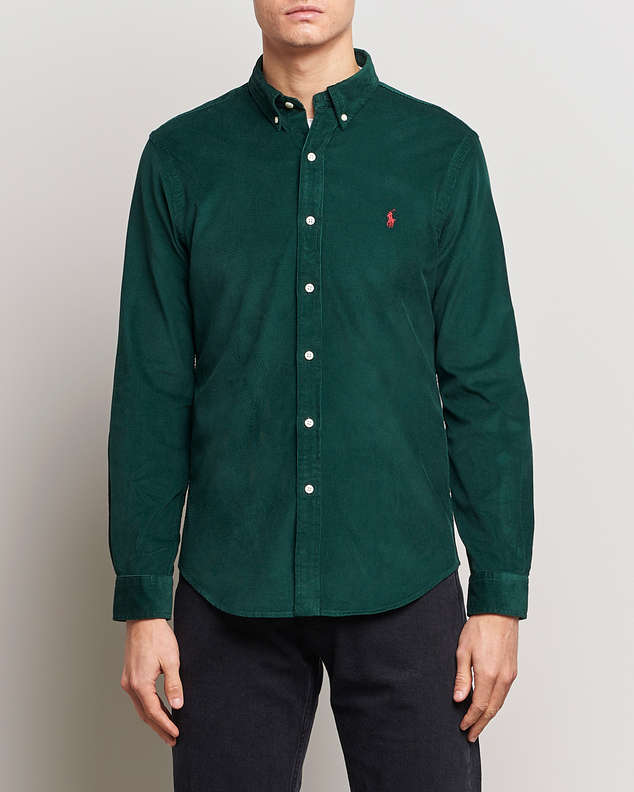 Herr | Rea kläder | Polo Ralph Lauren | Slim Fit Corduroy Shirt Hunt Club Green