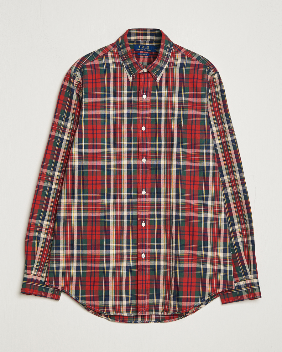 Herr | Skjortor | Polo Ralph Lauren | Custom Fit Checked Oxford Shirt Red/Green