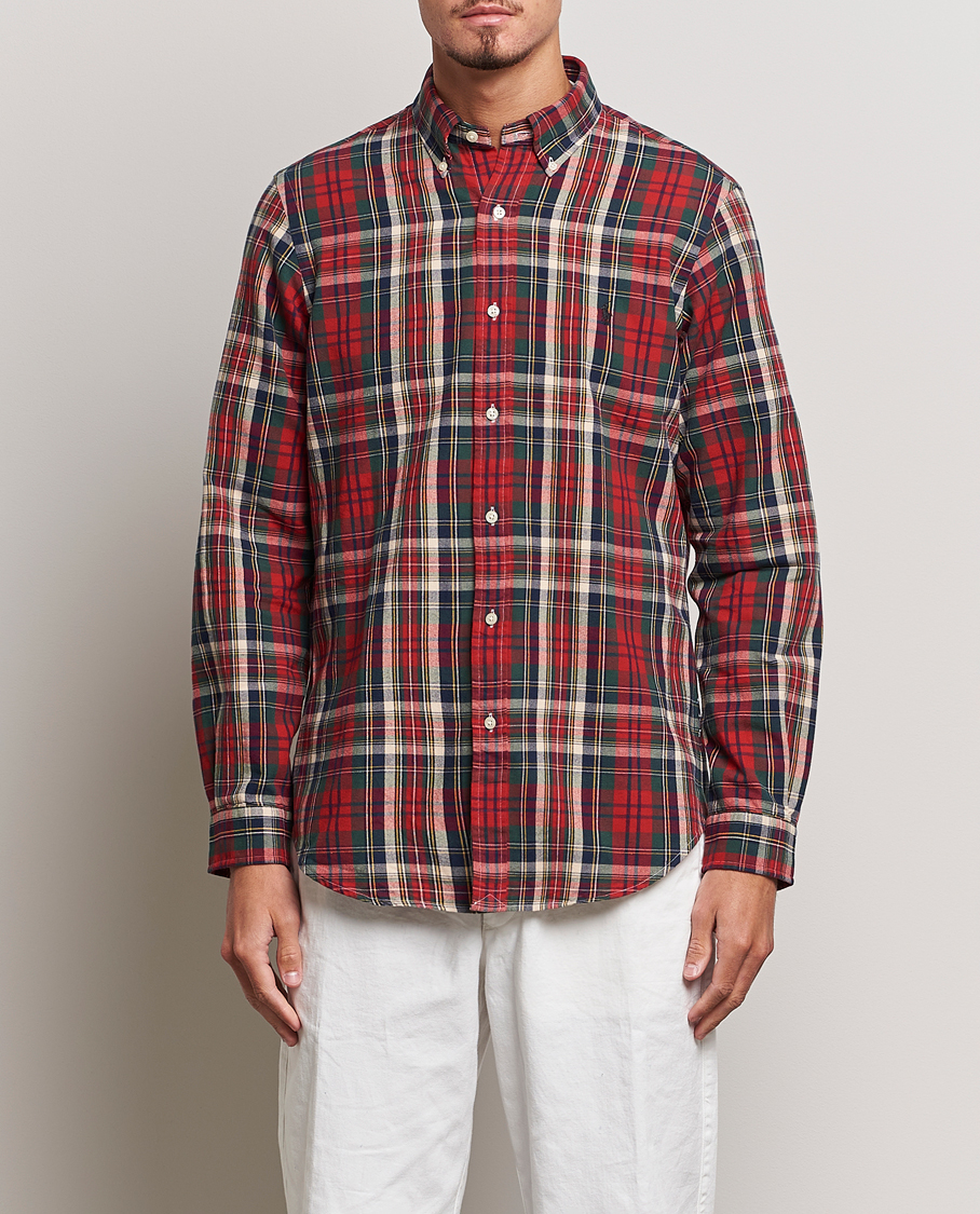 Herr | Skjortor | Polo Ralph Lauren | Custom Fit Checked Oxford Shirt Red/Green