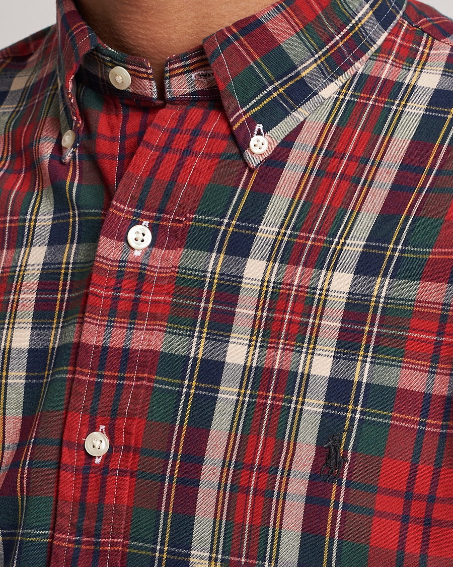 Herr | Skjortor | Polo Ralph Lauren | Custom Fit Checked Oxford Shirt Red/Green