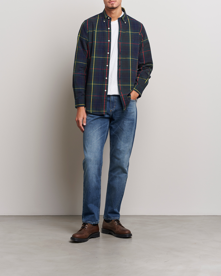 Herr | Skjortor | Polo Ralph Lauren | Custom Fit Checked Oxford Shirt Navy/Green