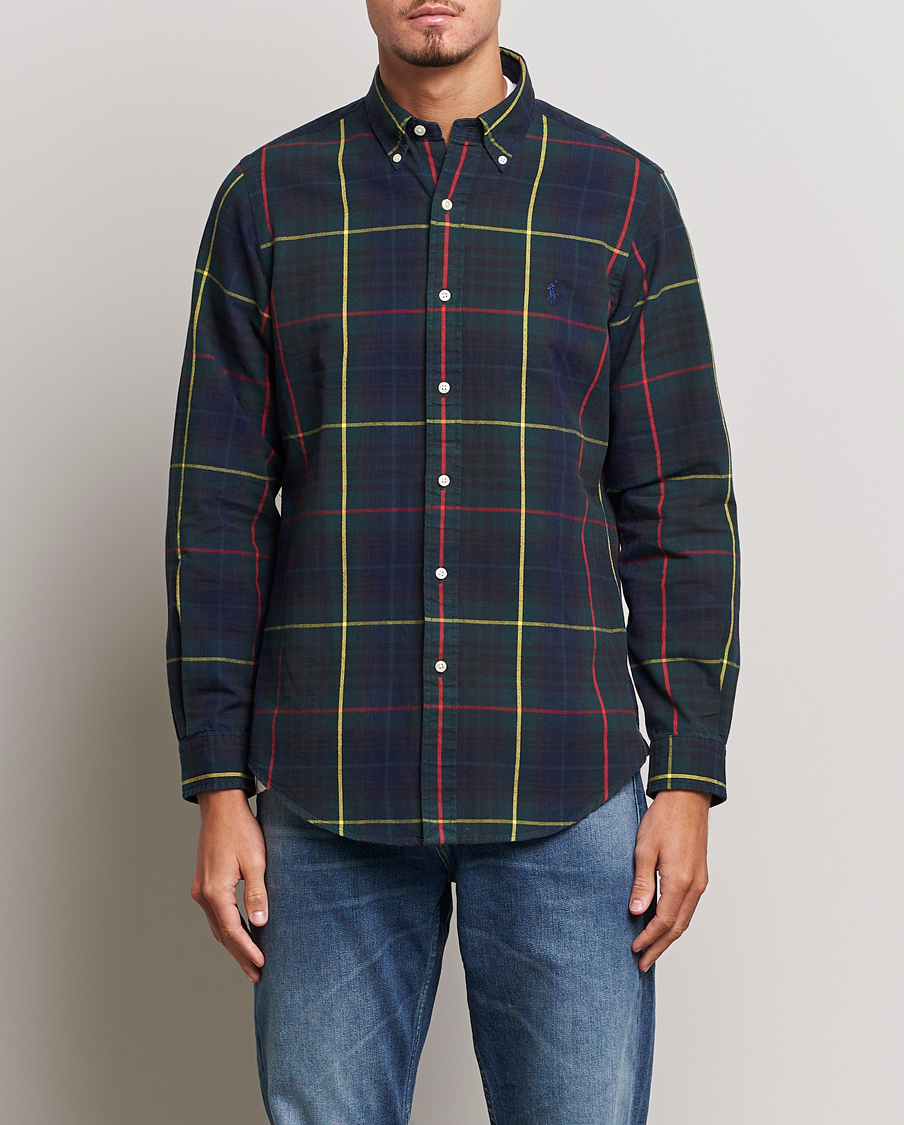 Herr | Skjortor | Polo Ralph Lauren | Custom Fit Checked Oxford Shirt Navy/Green