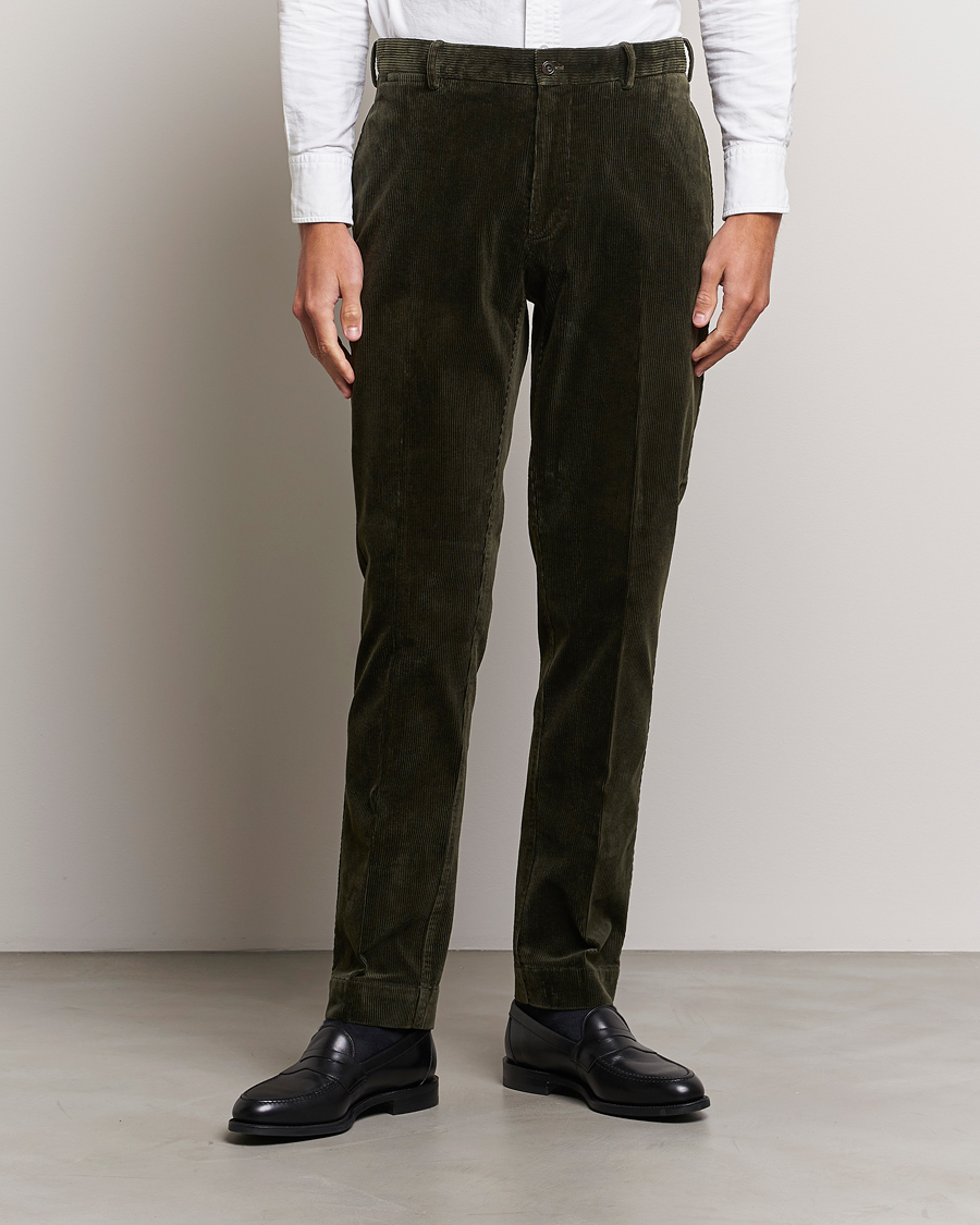 Herr | World of Ralph Lauren | Polo Ralph Lauren | Corduroy Pleated Trousers Oil Cloth Green