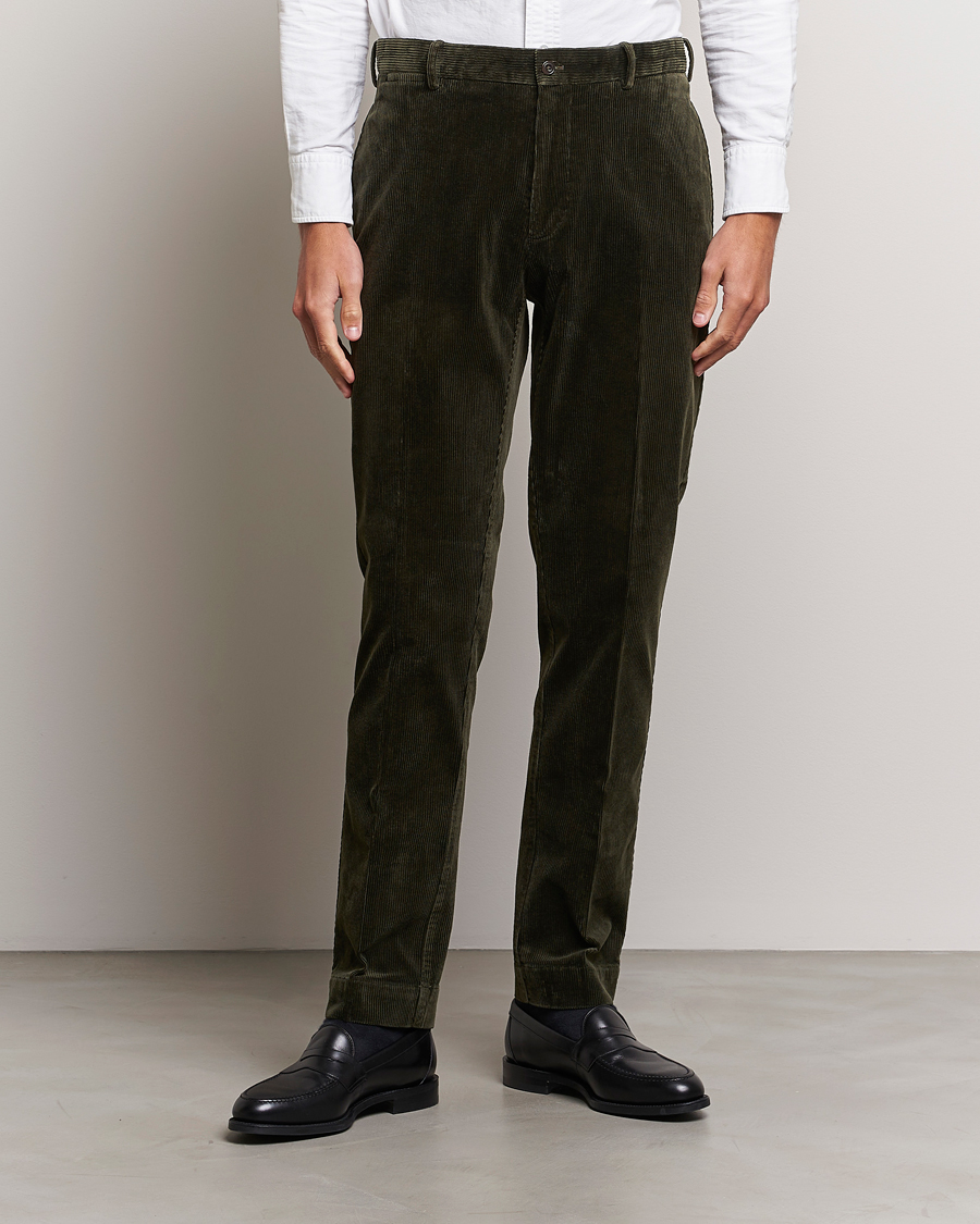 Herr | Byxor | Polo Ralph Lauren | Corduroy Pleated Trousers Oil Cloth Green