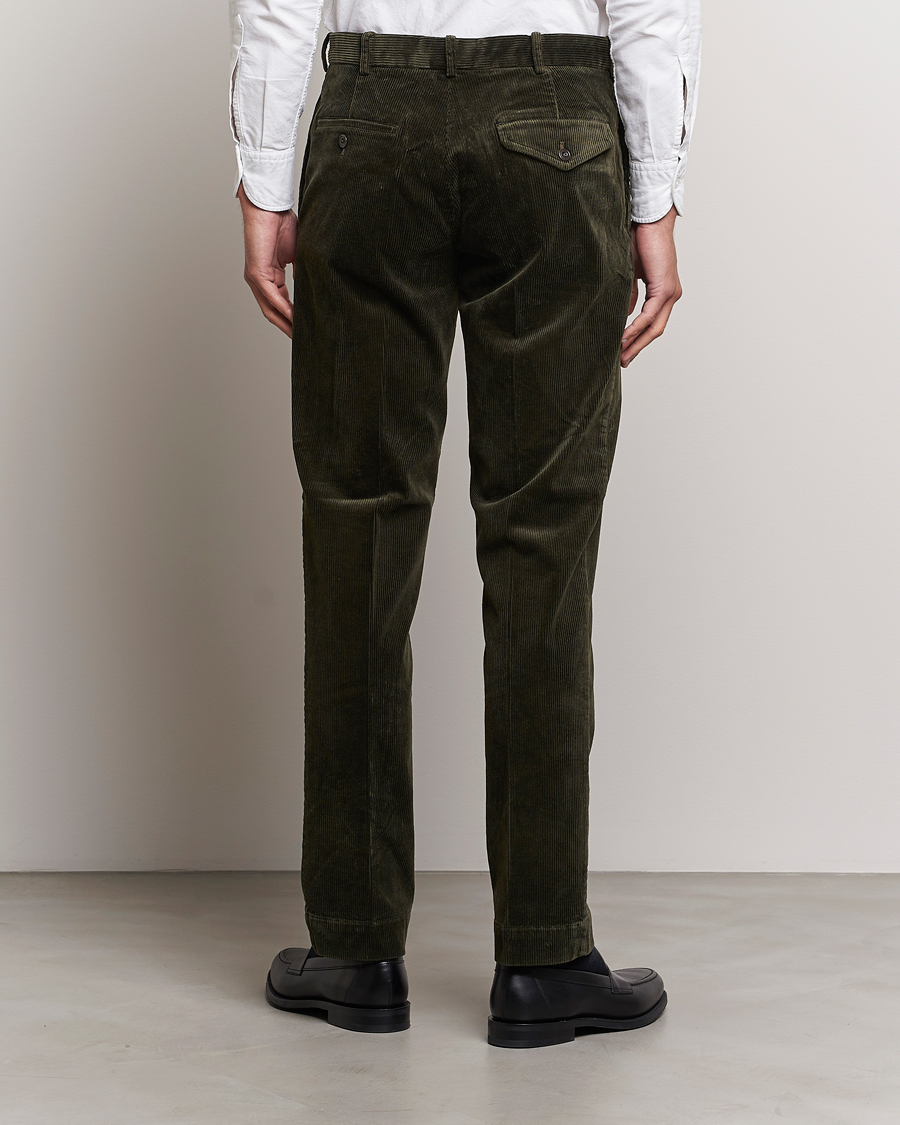 Herr | Byxor | Polo Ralph Lauren | Corduroy Pleated Trousers Oil Cloth Green