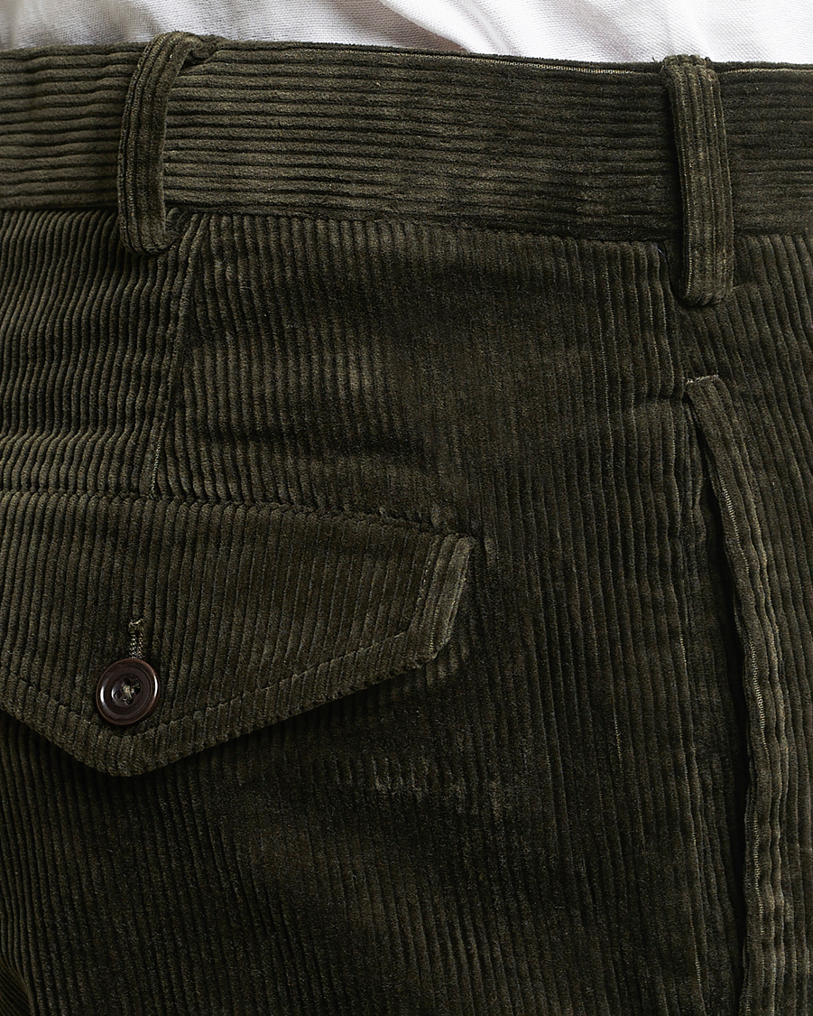 Herr | Byxor | Polo Ralph Lauren | Corduroy Pleated Trousers Oil Cloth Green