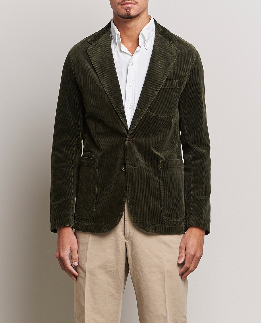 Herr | Kavajer | Polo Ralph Lauren | Corduroy Stretch Blazer Oil Cloth Green