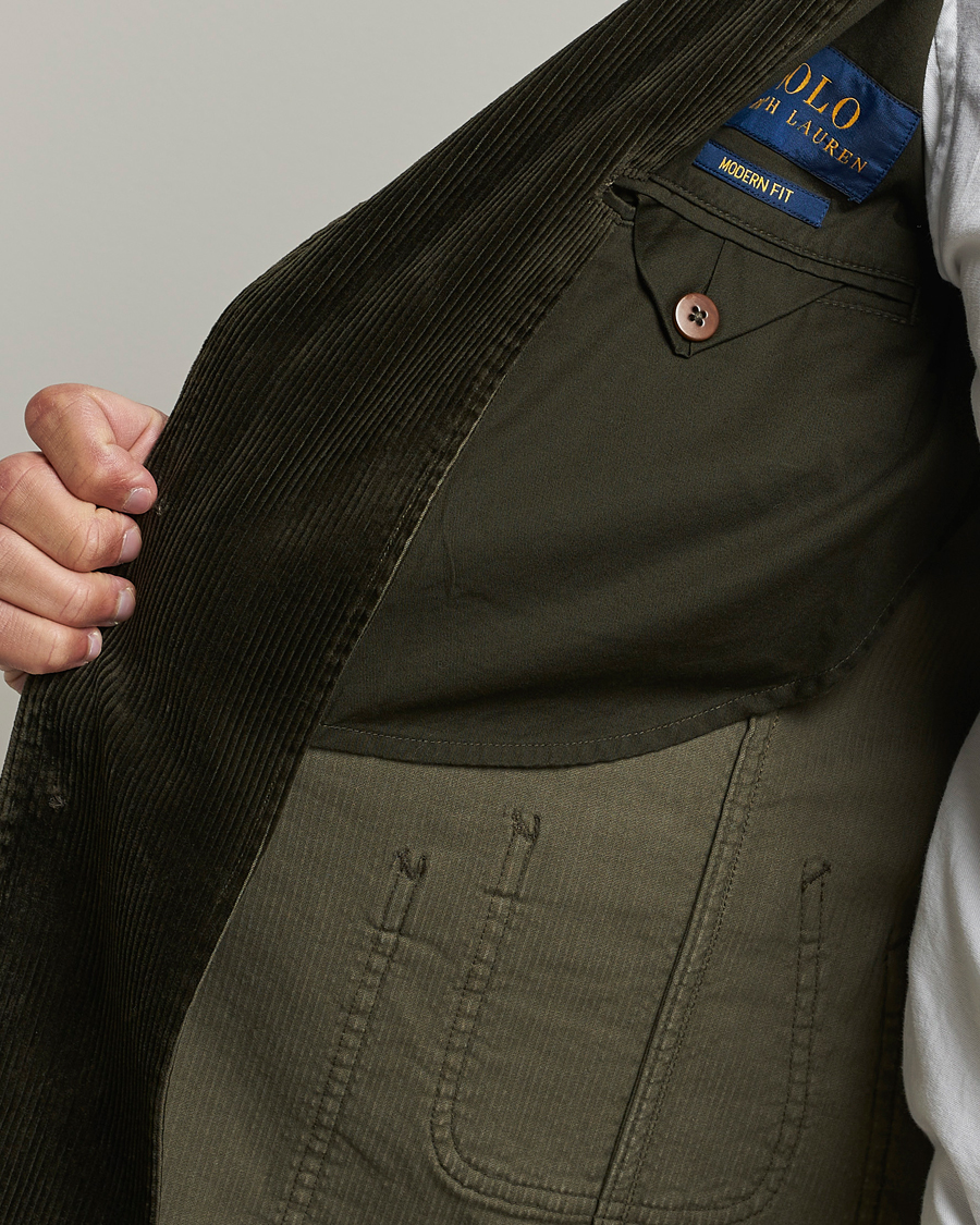 Herr | Kavajer | Polo Ralph Lauren | Corduroy Stretch Blazer Oil Cloth Green