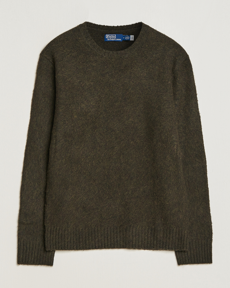 Herr | Tröjor | Polo Ralph Lauren | Wool/Cashmere Patch Crew Neck Dark Olive Heather