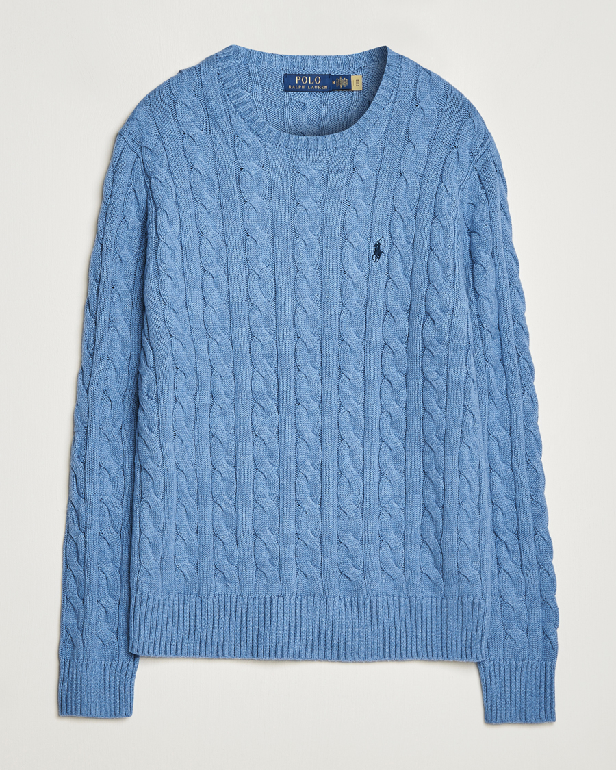 Herr | Tröjor | Polo Ralph Lauren | Cotton Cable Pullover Sky Blue Heather