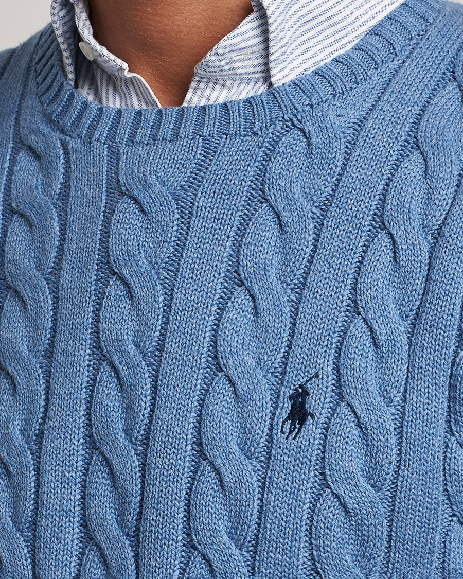Herr | Tröjor | Polo Ralph Lauren | Cotton Cable Pullover Sky Blue Heather
