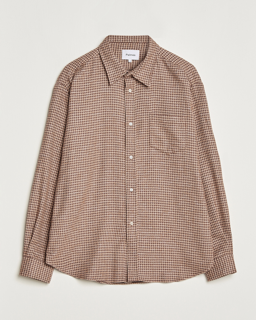 Herr | Skjortor | Palmes | Cyrus Houndstooth Cotton Shirt Brown