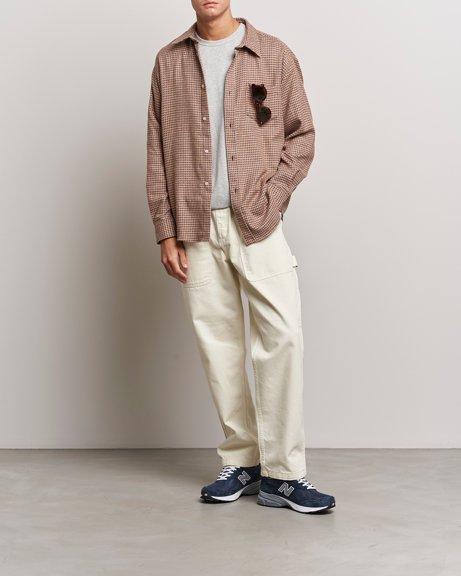 Herr | Skjortor | Palmes | Cyrus Houndstooth Cotton Shirt Brown