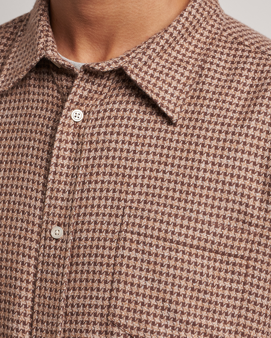 Herr | Skjortor | Palmes | Cyrus Houndstooth Cotton Shirt Brown