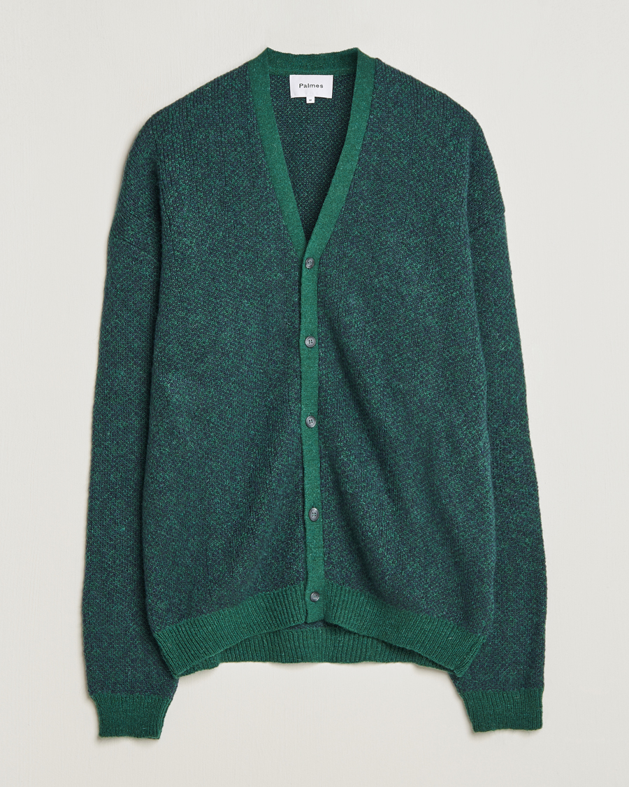 Herr | Tröjor | Palmes | Jacquard Knit Cardigan Dark Green