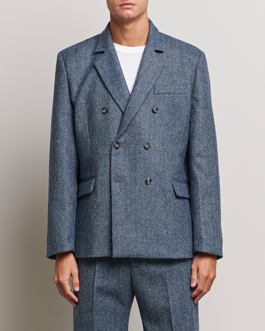 Herr | Kavajer | Palmes | Double Blaze Tweed Sport Coat Navy Herringbone