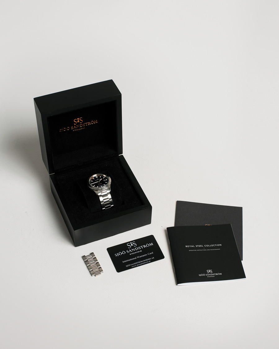 Herr | Sjöö Sandström Pre-Owned Royal Steel Worldstimer 41mm SS-1841-WT Steel Black | Sjöö Sandström Pre-Owned | Royal Steel Worldstimer 41mm SS-1841-WT Steel Black