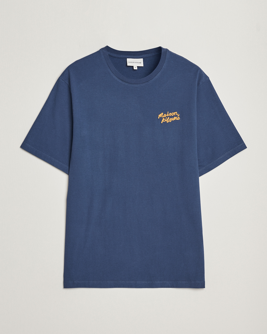 Herr | T-Shirts | Maison Kitsuné | Mini Handwriting T-shirt Blue Denim