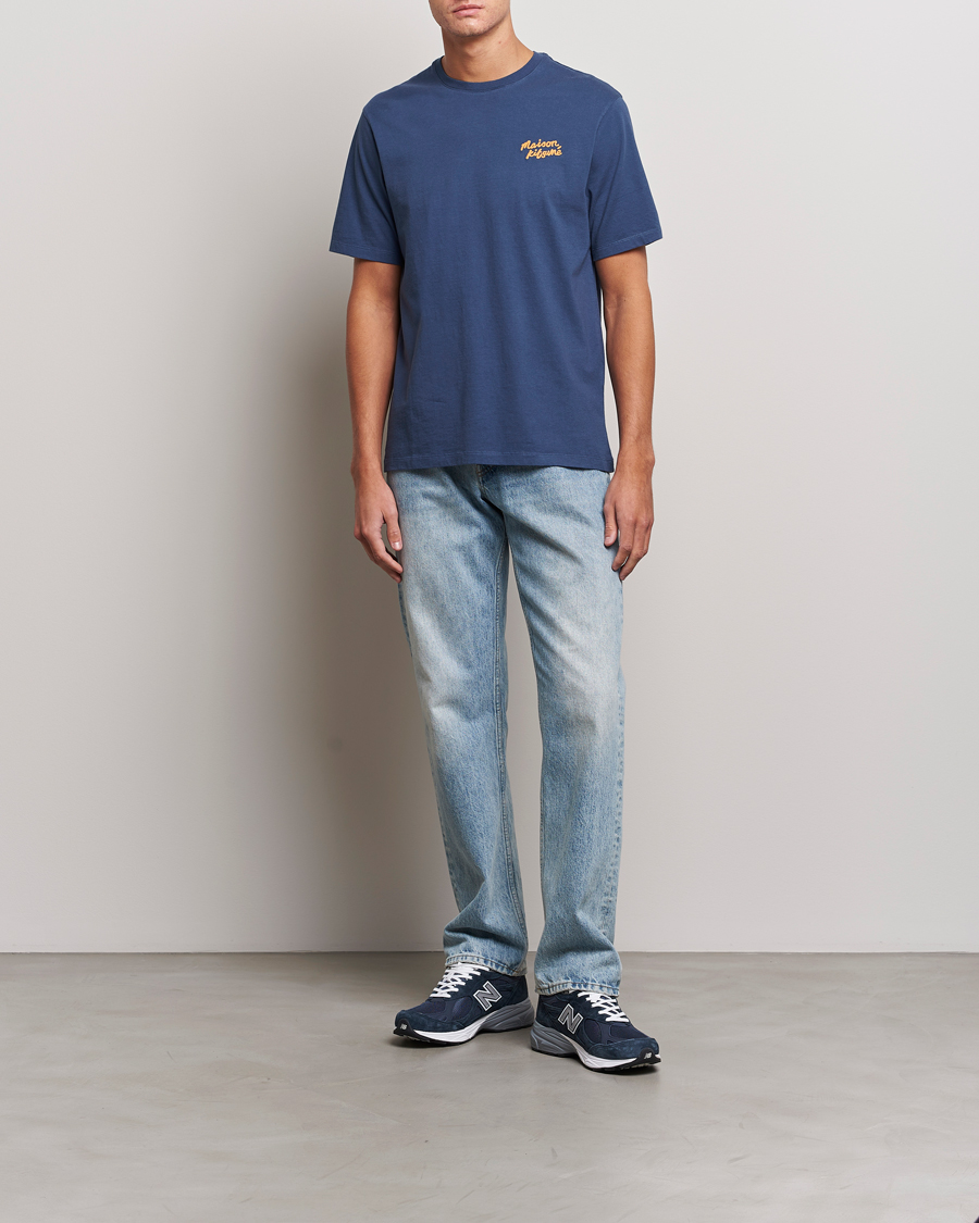 Herr | T-Shirts | Maison Kitsuné | Mini Handwriting T-shirt Blue Denim