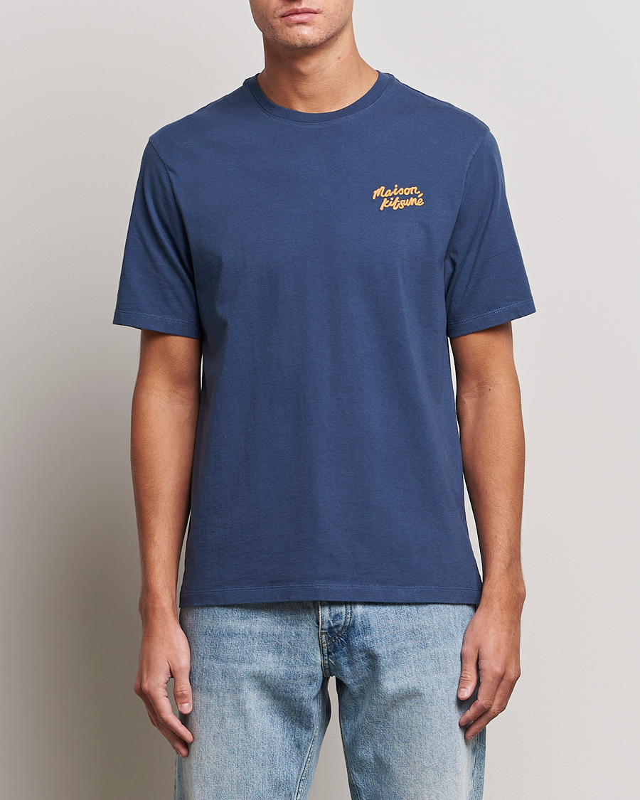 Herr | T-Shirts | Maison Kitsuné | Mini Handwriting T-shirt Blue Denim