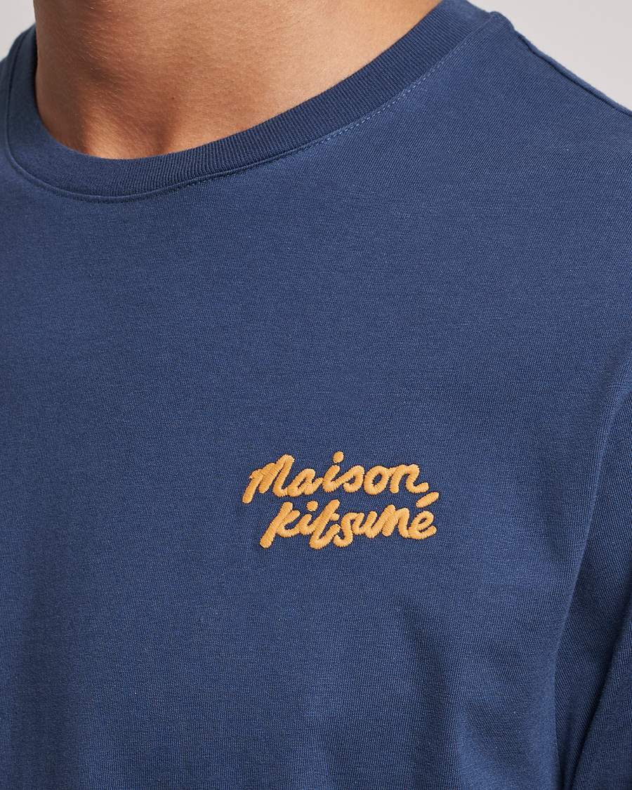 Herr | T-Shirts | Maison Kitsuné | Mini Handwriting T-shirt Blue Denim