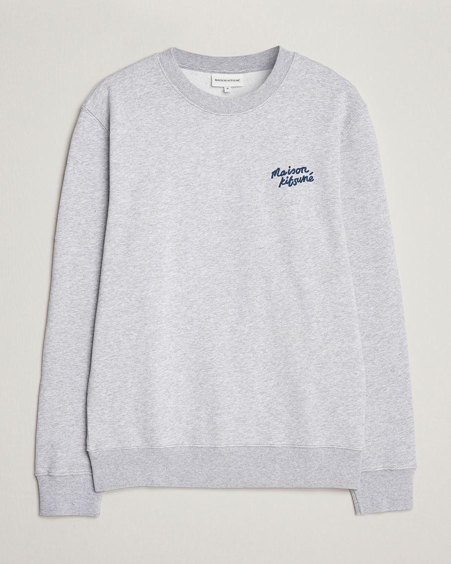 Herr | Tröjor | Maison Kitsuné | Mini Handwriting Sweatshirt Light Grey Melange