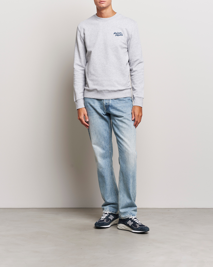 Herr | Tröjor | Maison Kitsuné | Mini Handwriting Sweatshirt Light Grey Melange