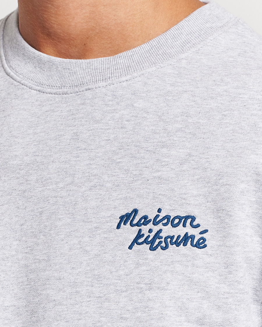 Herr | Tröjor | Maison Kitsuné | Mini Handwriting Sweatshirt Light Grey Melange