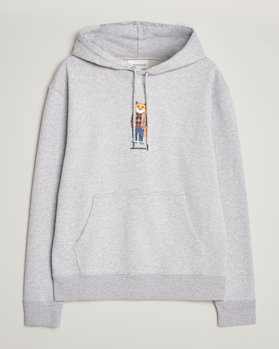Herr | Tröjor | Maison Kitsuné | Dressed Fox Hoodie Light Grey Melange