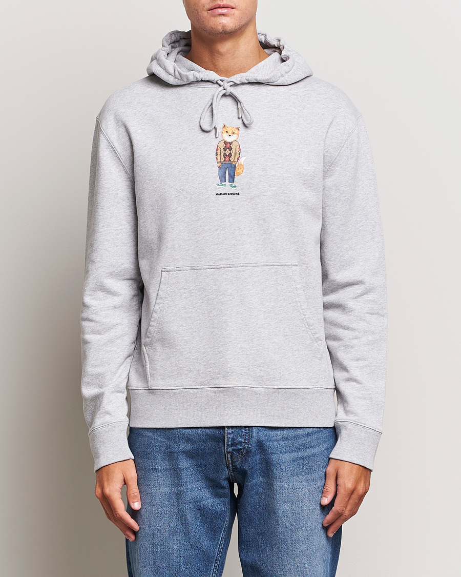 Herr | Huvtröjor | Maison Kitsuné | Dressed Fox Hoodie Light Grey Melange