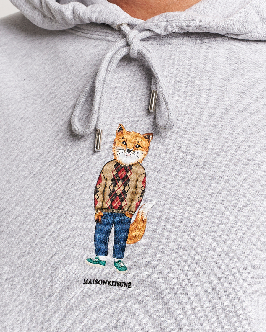Herr | Tröjor | Maison Kitsuné | Dressed Fox Hoodie Light Grey Melange