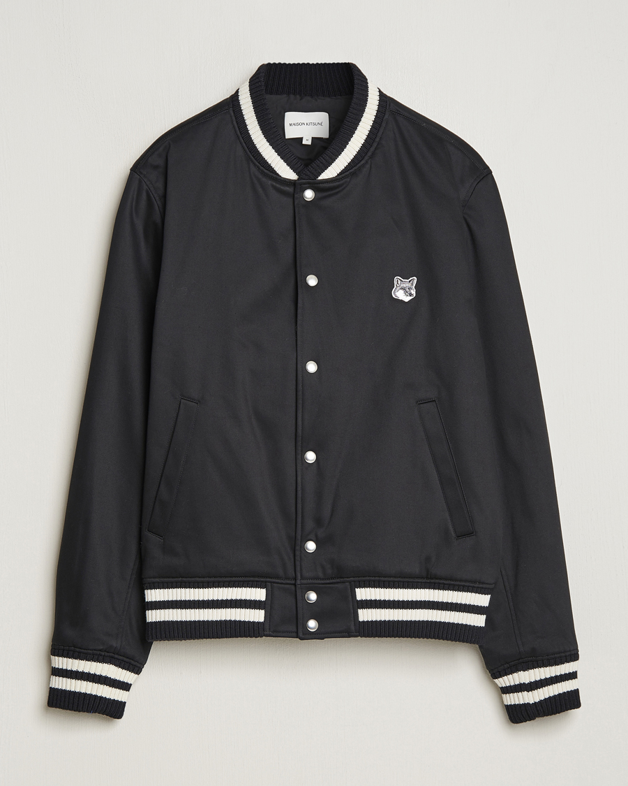 Herr | Jackor | Maison Kitsuné | Grey Fox Teddy Varsity Jacket Black