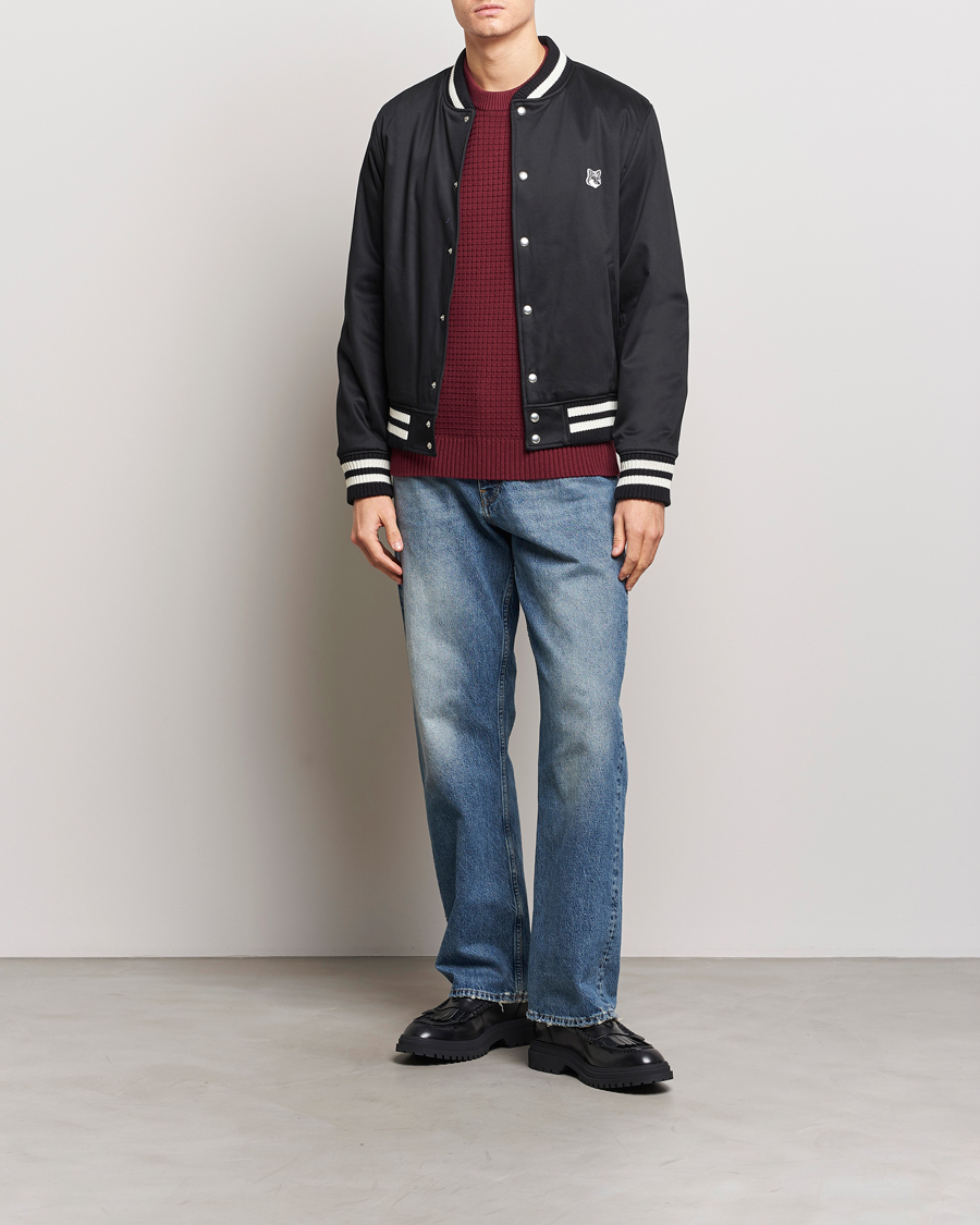 Herr | Jackor | Maison Kitsuné | Grey Fox Teddy Varsity Jacket Black