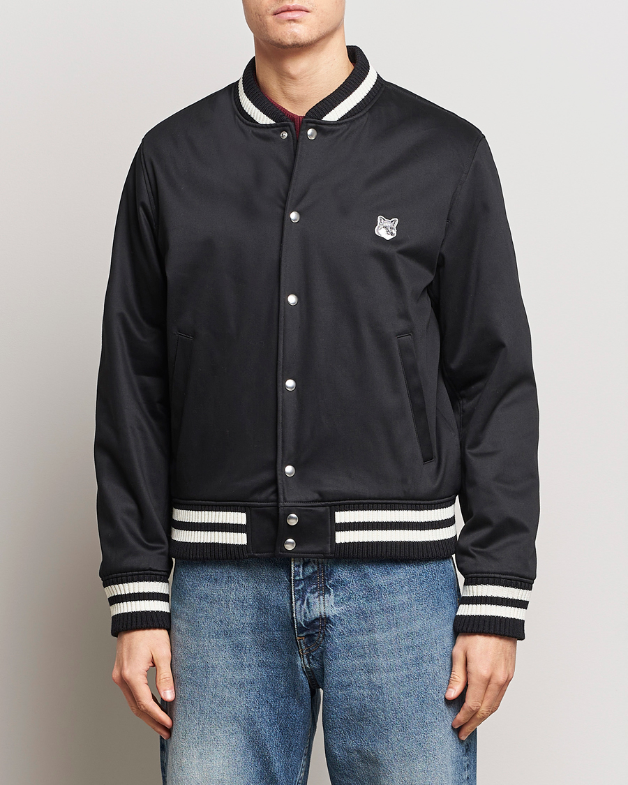 Herr | Jackor | Maison Kitsuné | Grey Fox Teddy Varsity Jacket Black