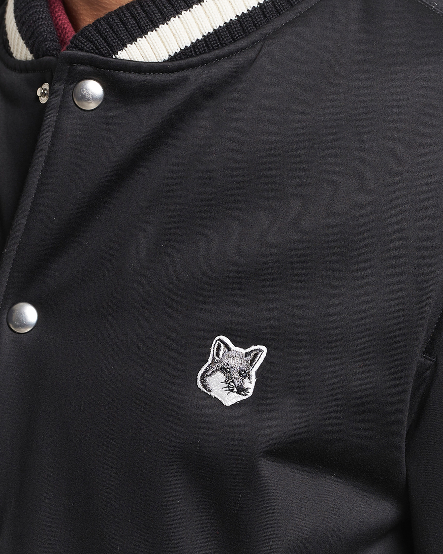Herr | Jackor | Maison Kitsuné | Grey Fox Teddy Varsity Jacket Black
