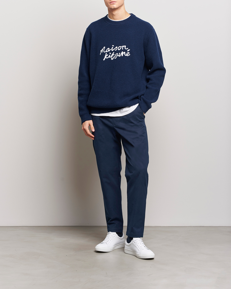 Herr | Byxor | Maison Kitsuné | Cotton Drawstring Pants Ink Blue