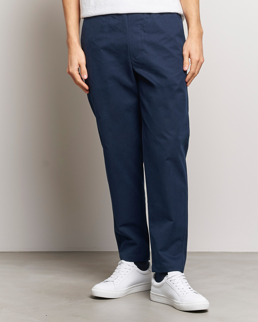 Herr | Byxor | Maison Kitsuné | Cotton Drawstring Pants Ink Blue