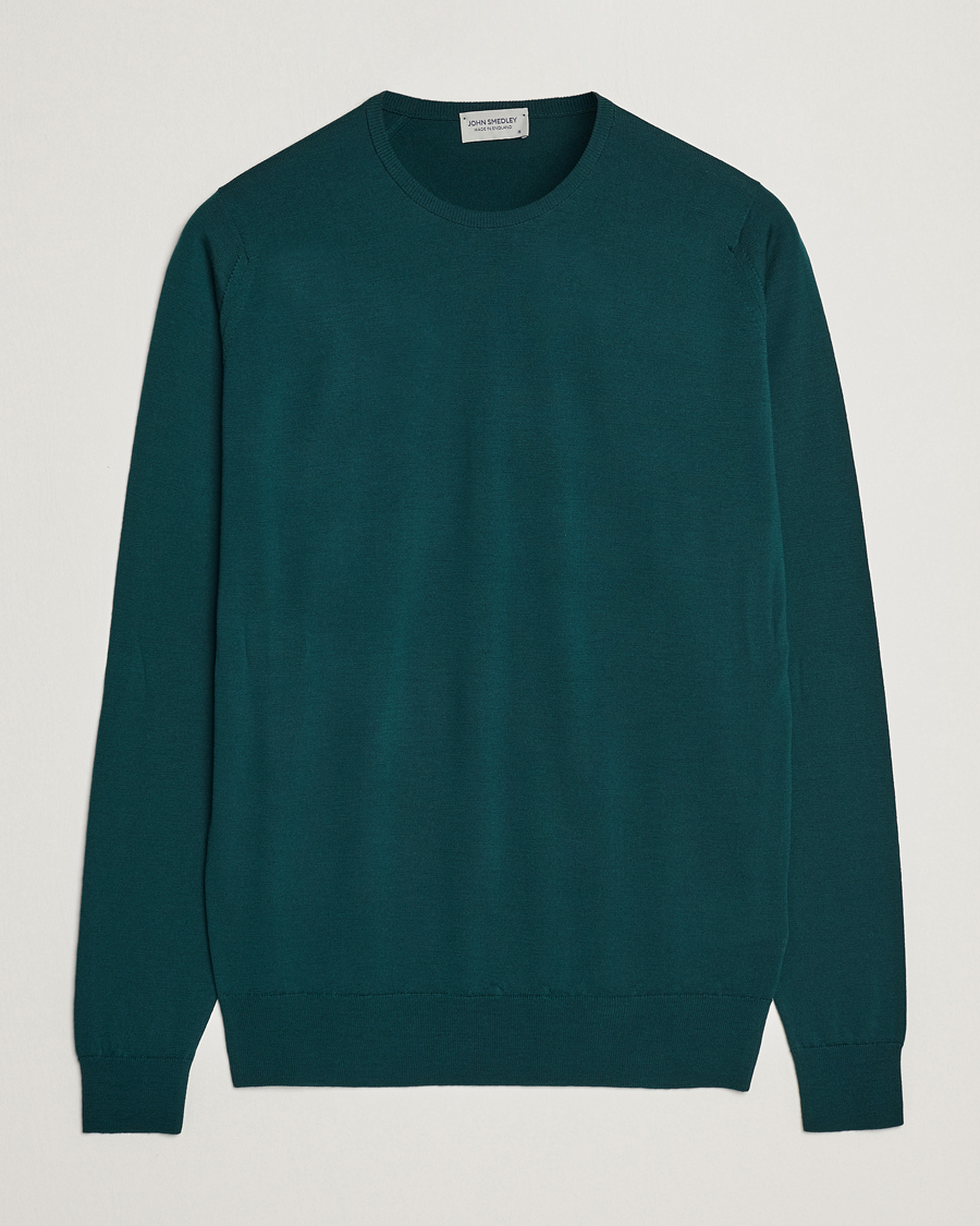 Herr | Tröjor | John Smedley | Lundy Extra Fine Merino Crew Neck Pine Green