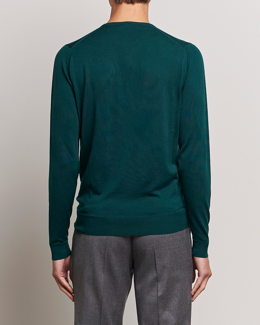 Herr | Tröjor | John Smedley | Lundy Extra Fine Merino Crew Neck Pine Green