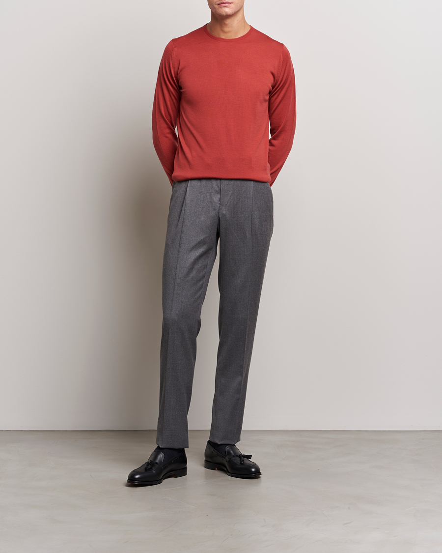 Herr | Tröjor | John Smedley | Lundy Extra Fine Merino Crew Neck Redwood