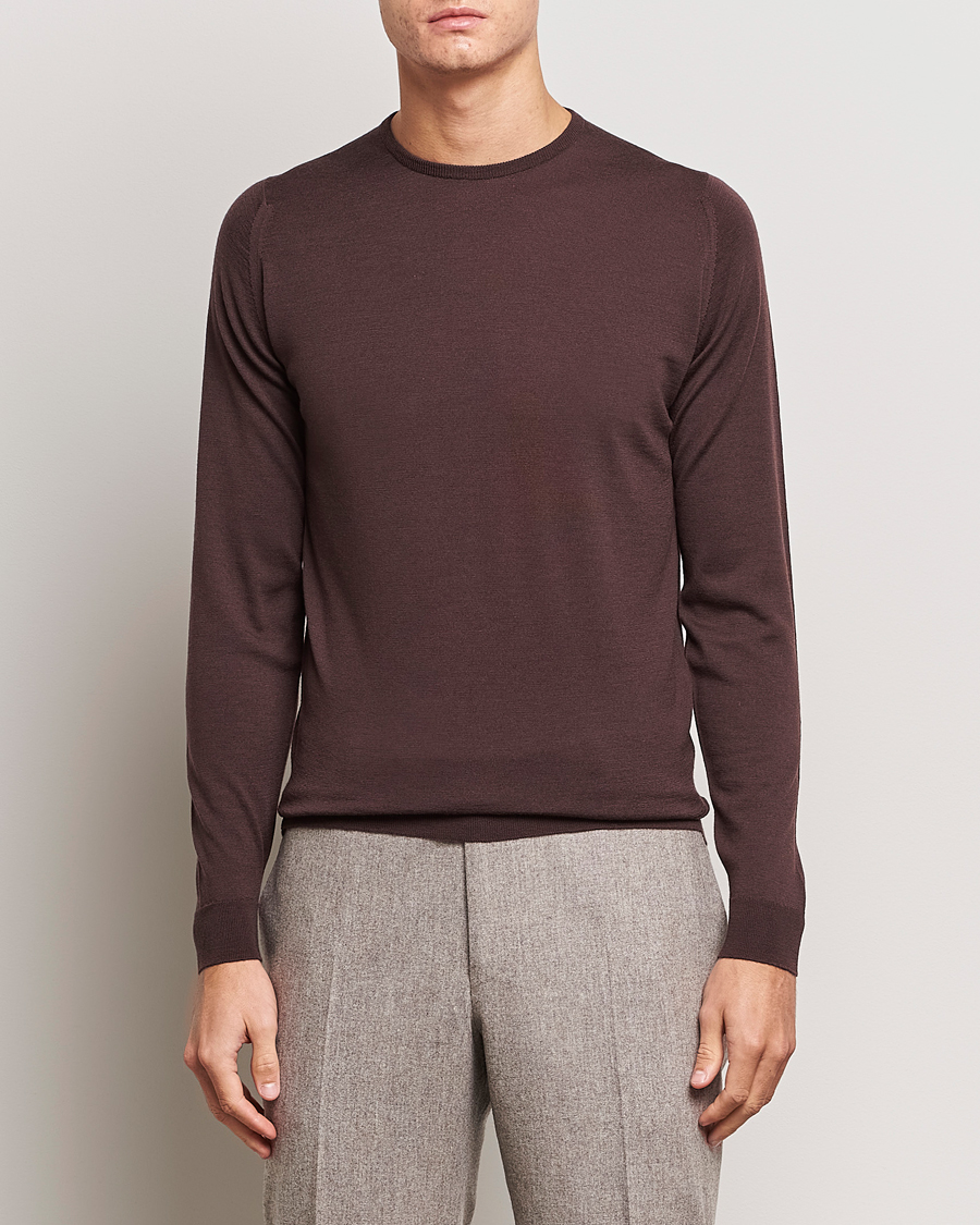 Herr | Tröjor | John Smedley | Lundy Extra Fine Merino Crew Neck Truffle Brown