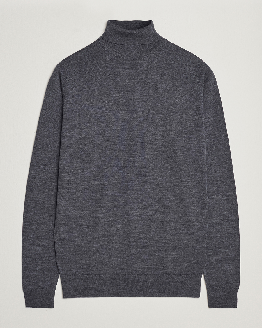 Herr | Tröjor | John Smedley | Cherwell Extra Fine Merino Rollneck Charcoal