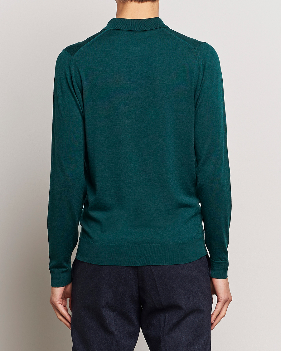 Herr | Tröjor | John Smedley | Belper Extra Fine Merino Polo Pullover Pine Green