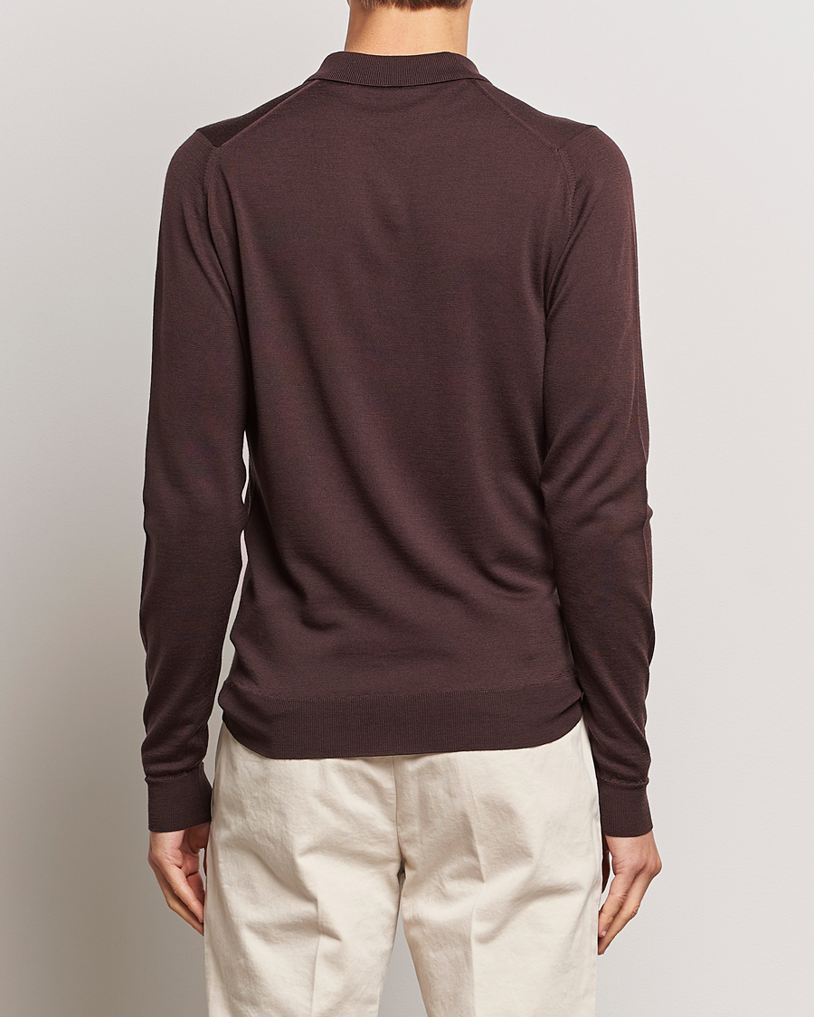 Herr | Tröjor | John Smedley | Belper Extra Fine Merino Polo Pullover Truffle Brown