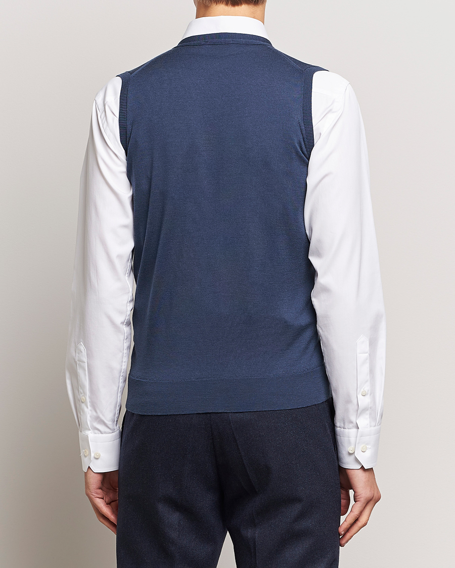 Herr | Tröjor | John Smedley | Huntswood Slim Fit Waistcoat Smoke Blue