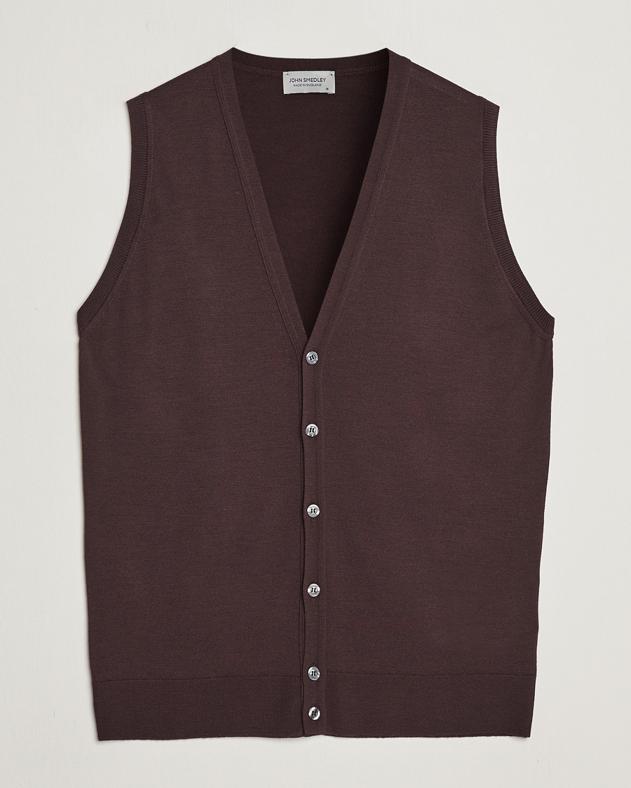 Herr | Tröjor | John Smedley | Huntswood Slim Fit Waistcoat Truffle Brown