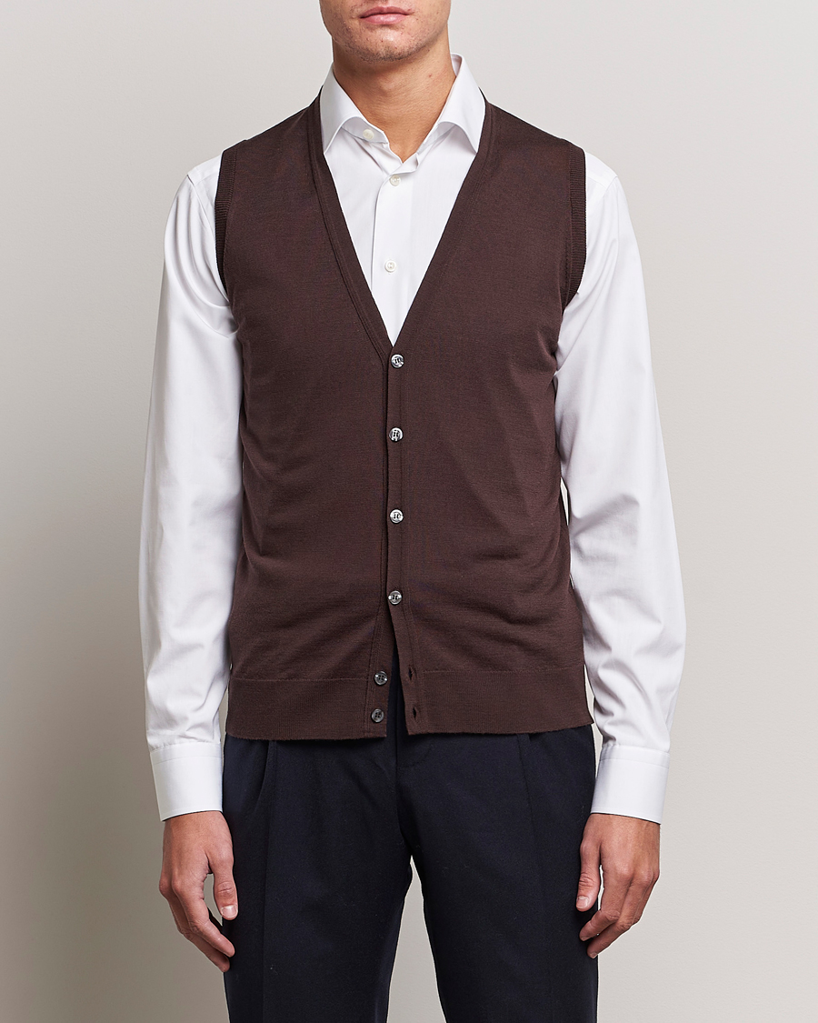 Herr | John Smedley | John Smedley | Huntswood Slim Fit Waistcoat Truffle Brown