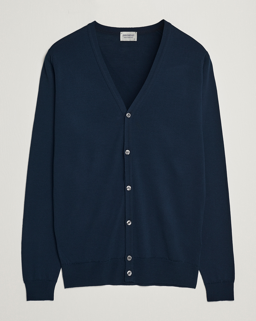 Herr | Tröjor | John Smedley | Petworth Extra Fine Merino Cardigan Orion Green